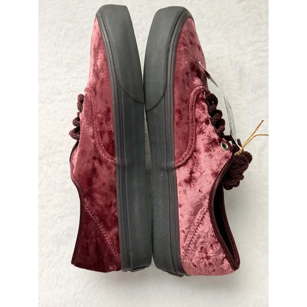 Vans Authentic Crushed Velvet Burgundy Black Sneakers Low Top Unisex Sneakers
